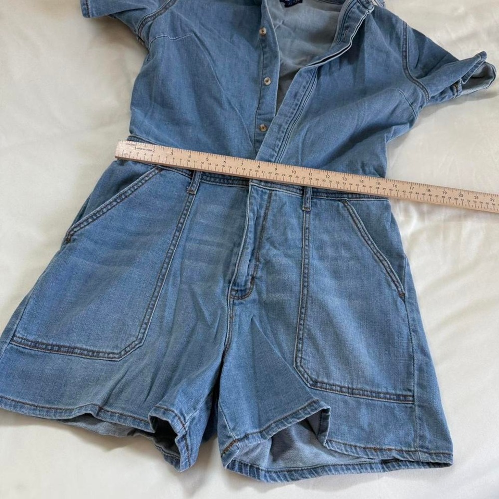 Jean romper scoop denim short romper soft washed denim 2000s size medium - Picture 4 of 8